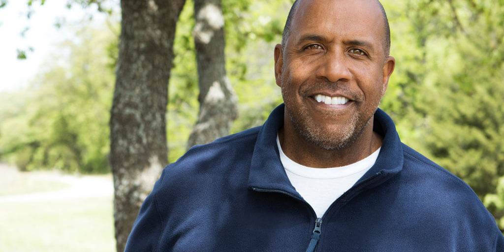 Middle-aged man enjoying the outdoors